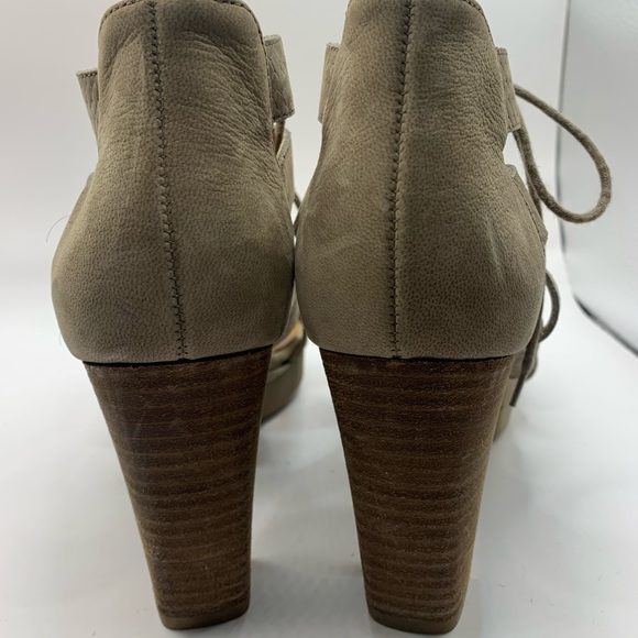 Paul Green Hana Taupe Embossed Nubuck Leather Ghillie Platform Heel UK5 US 7.5 - Picture 10 of 10